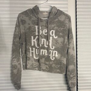 Altar'd State Gray Tie-Dye Hoodie with Positive Message